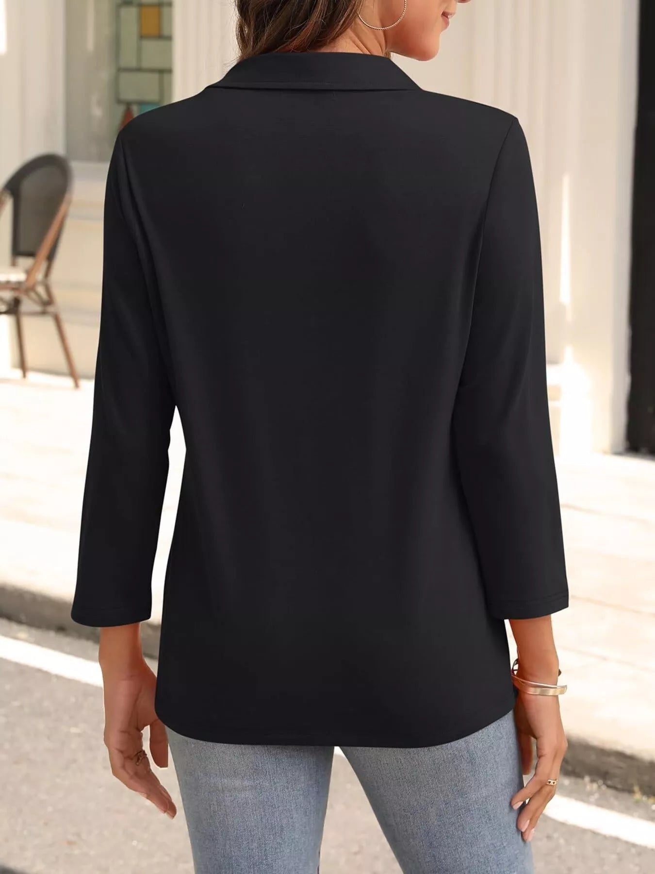 Johnny Collar Solid Color Top OutfitFlow