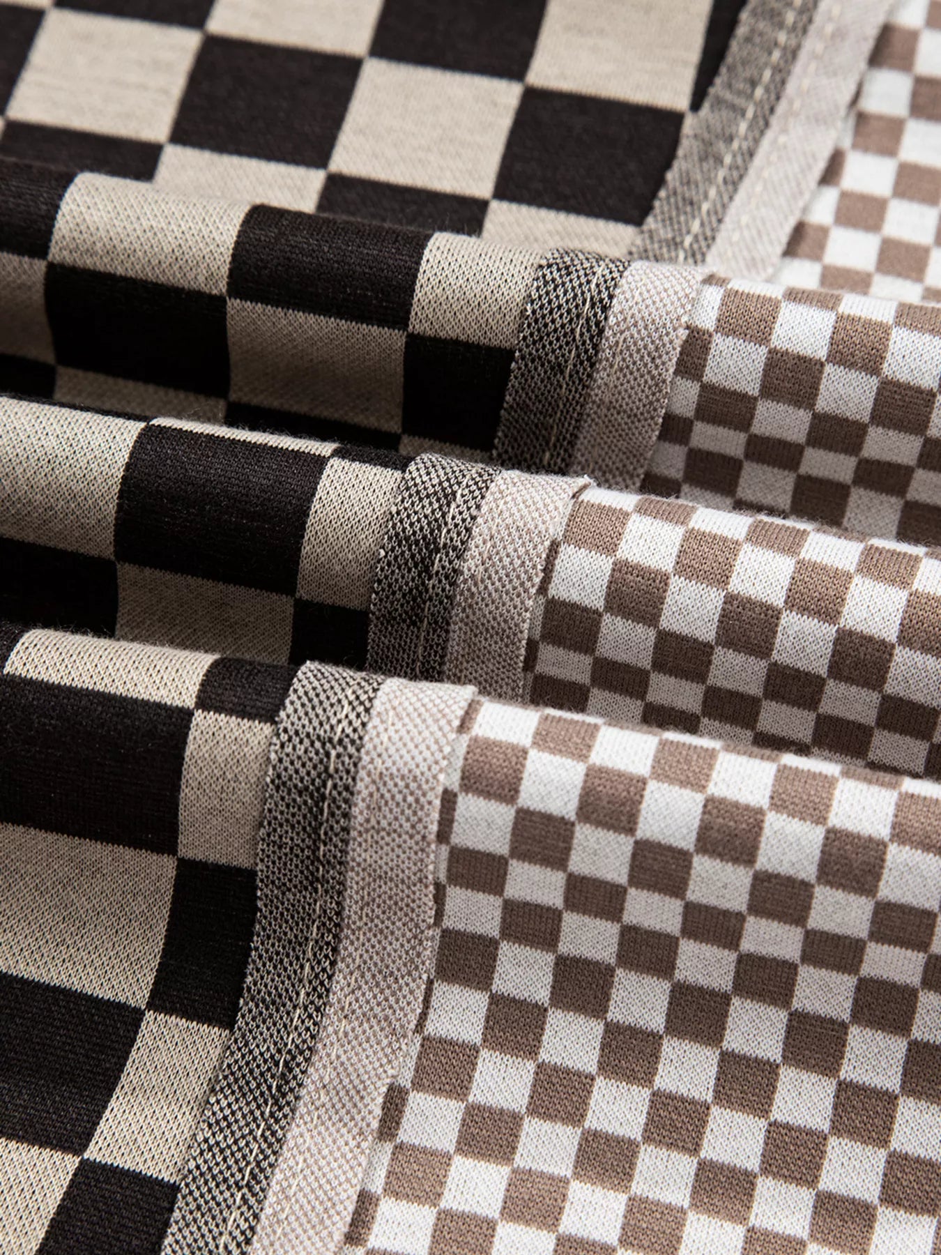 Mixed Checkered Pattern Patchwork High Low Casual Top OutfitFlow