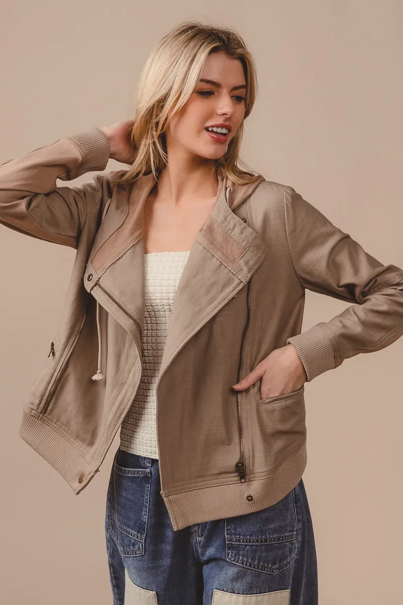 BiBi Textured Woven Rider Jacket OutfitFlow