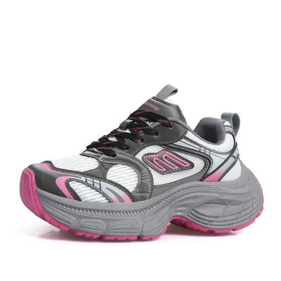 Letter Lace-Up Round Toe Athletic Shoes OutfitFlow
