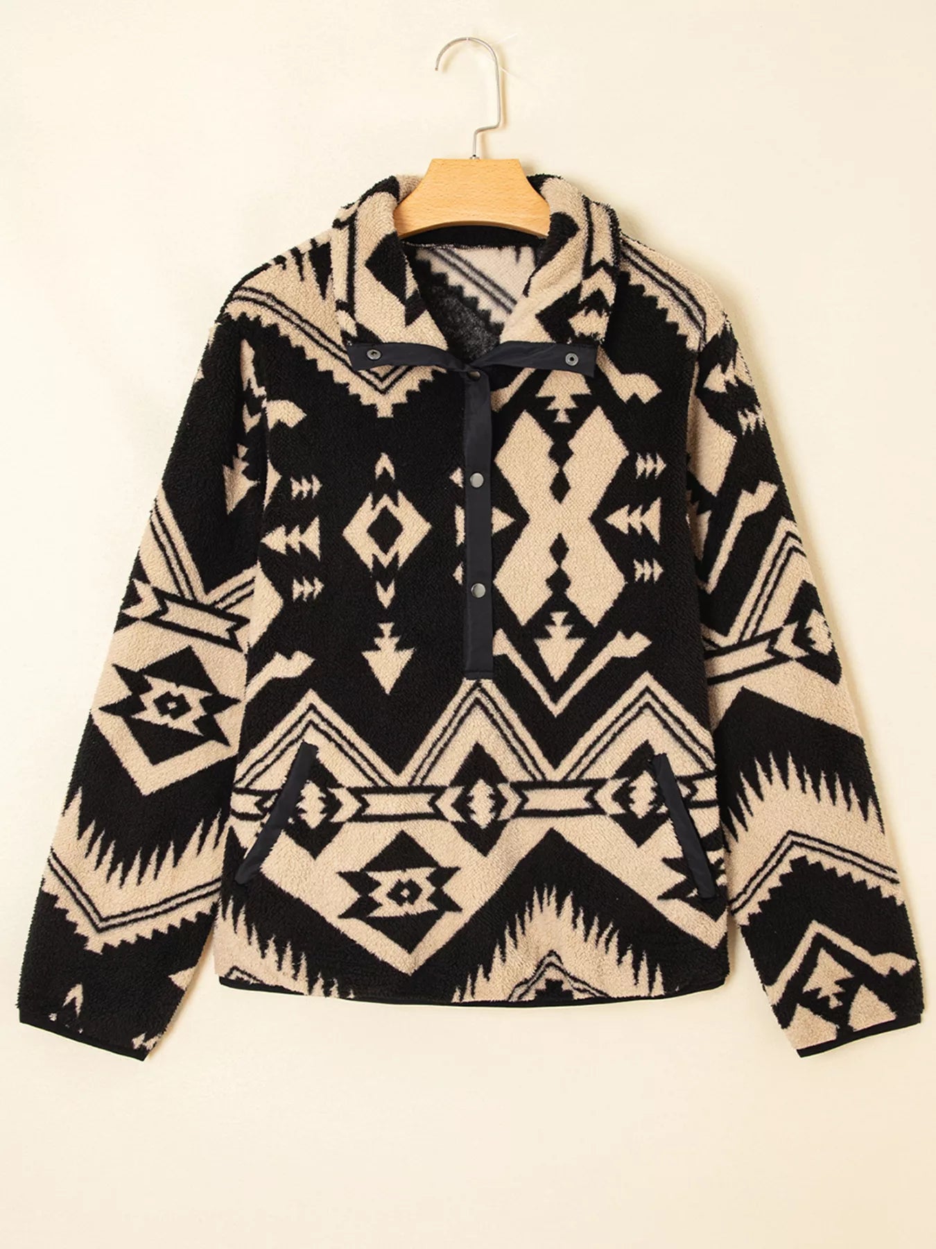 Western Aztec Half Zip Plush Sweatshirt OutfitFlow