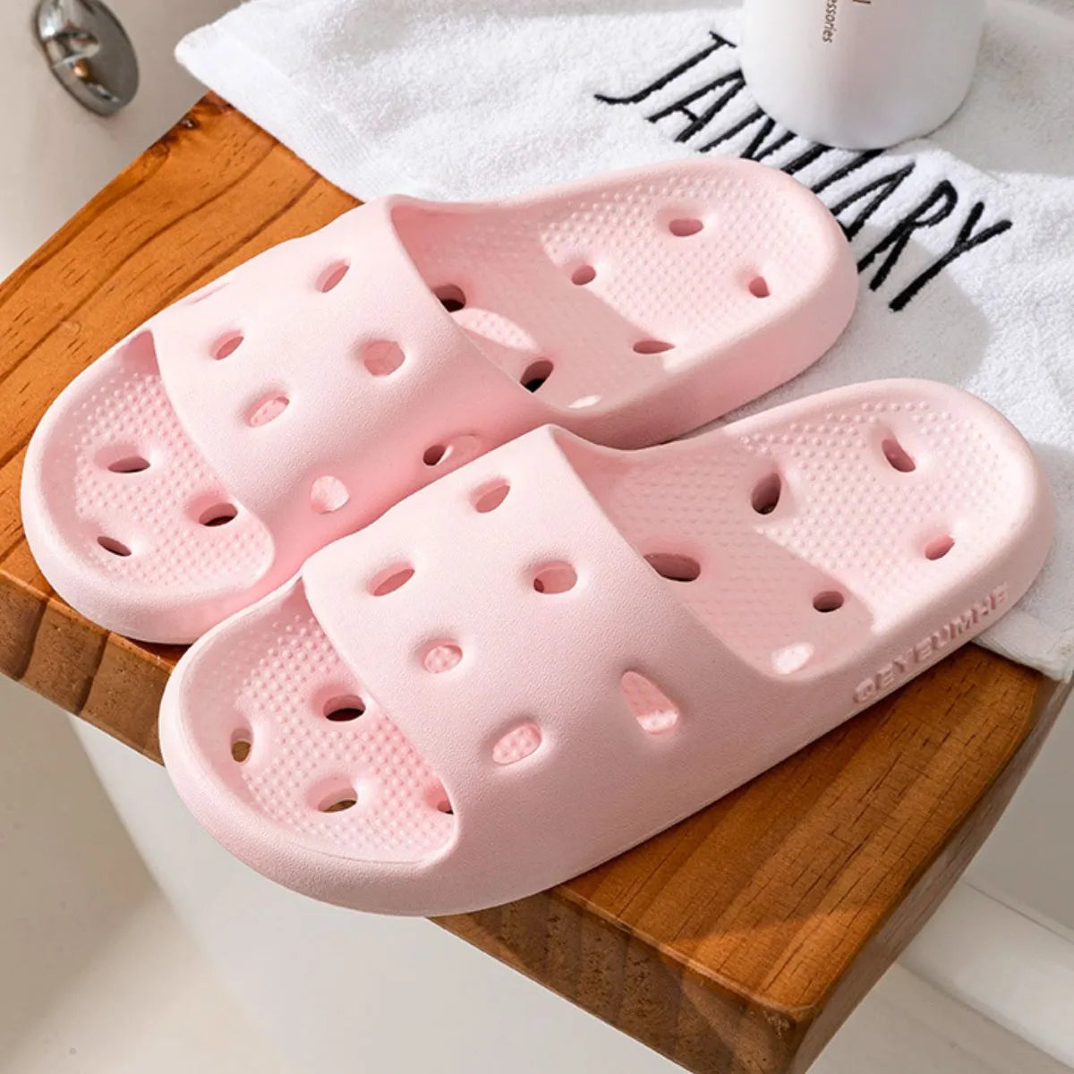 Open Toe Platform Slippers Pink OutfitFlow