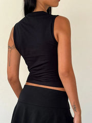 Bow Detail Square Neck Cropped Tank OutfitFlow
