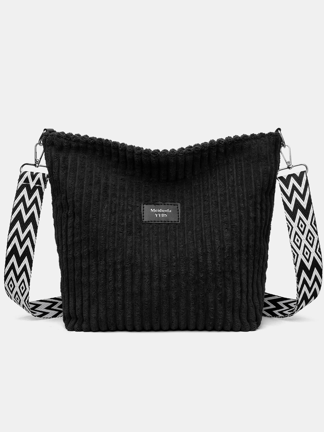 Corduroy Solid Color Crossbody Bag with Removable Strap OutfitFlow