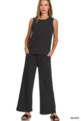 Zenana Cotton Slub Tank & Pants Set OutfitFlow