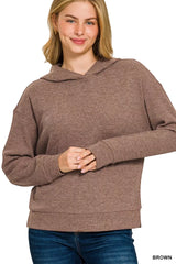 Zenana Ribbed Long Sleeve Hoodie OutfitFlow