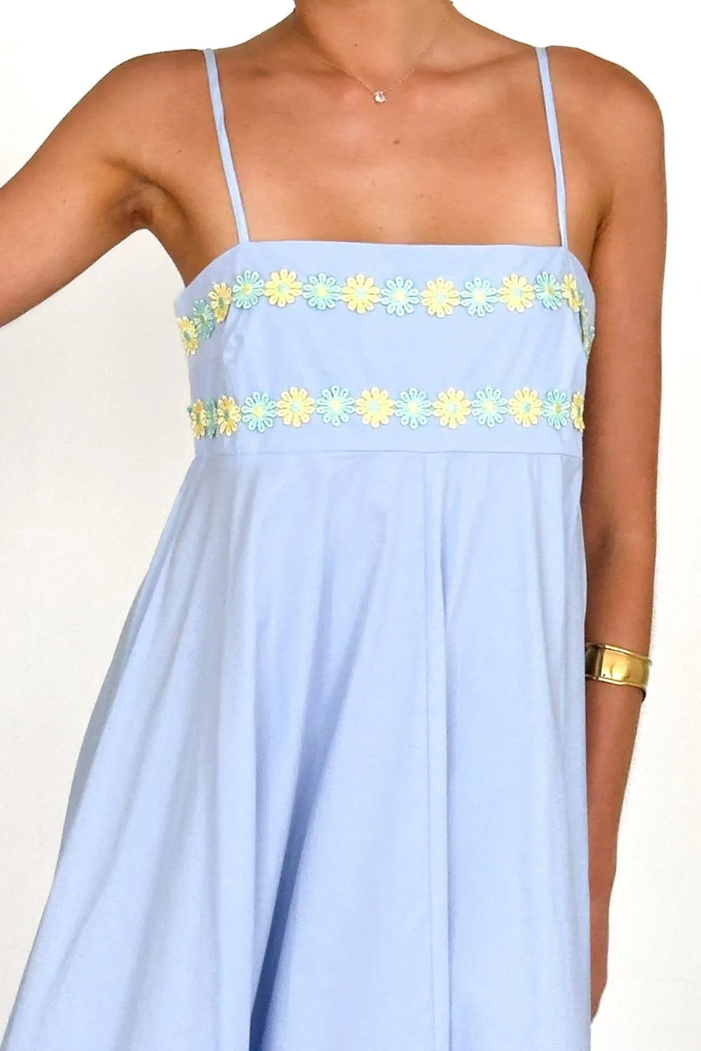 Floral Embroidered Spaghetti Strap Maxi Dress OutfitFlow