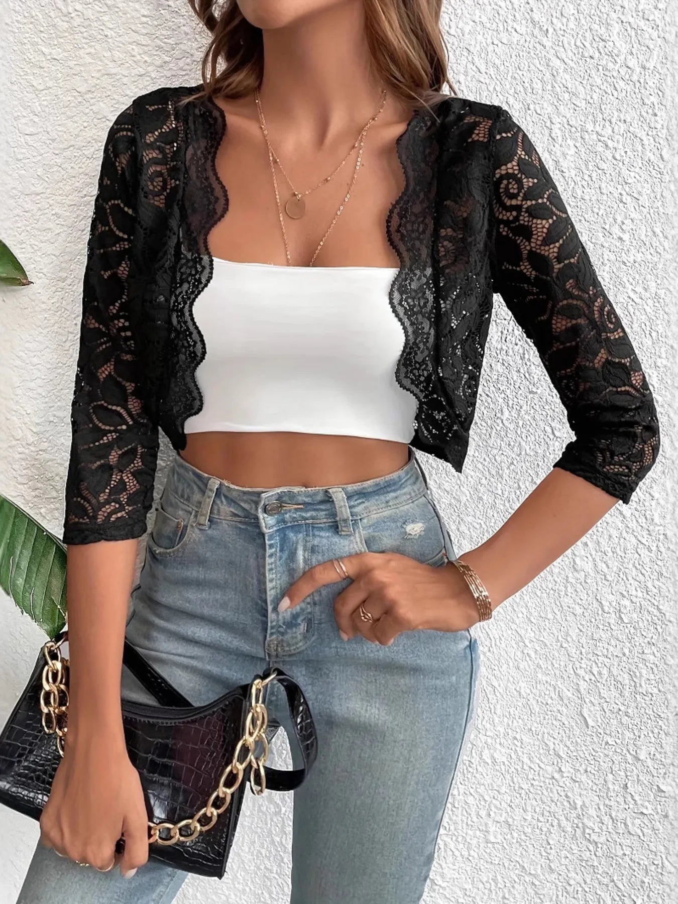 Open Front Lace Cardigan OutfitFlow