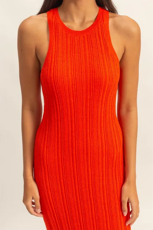 HYFVE Round Neck Bodycon Ribbed Knit Dress OutfitFlow