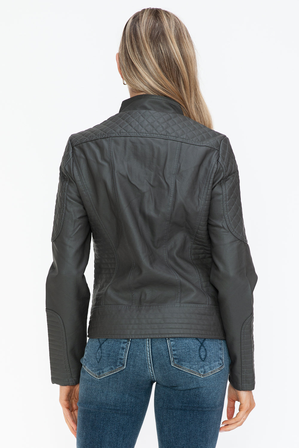 Outfit Flow - Snobbish Faux Leather Zip Up Mock Neck Jacket