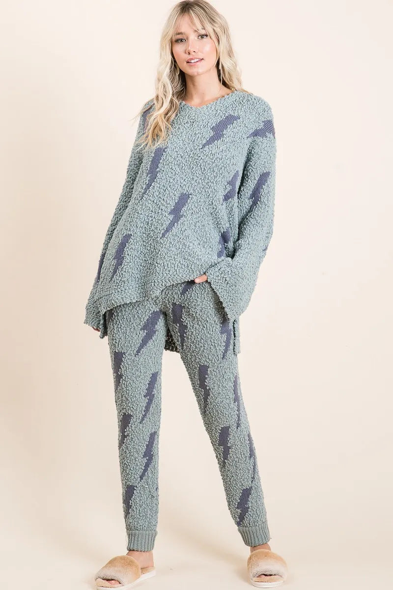 BiBi Cozy Soft Hairy Popcorn Sweater Pants OutfitFlow