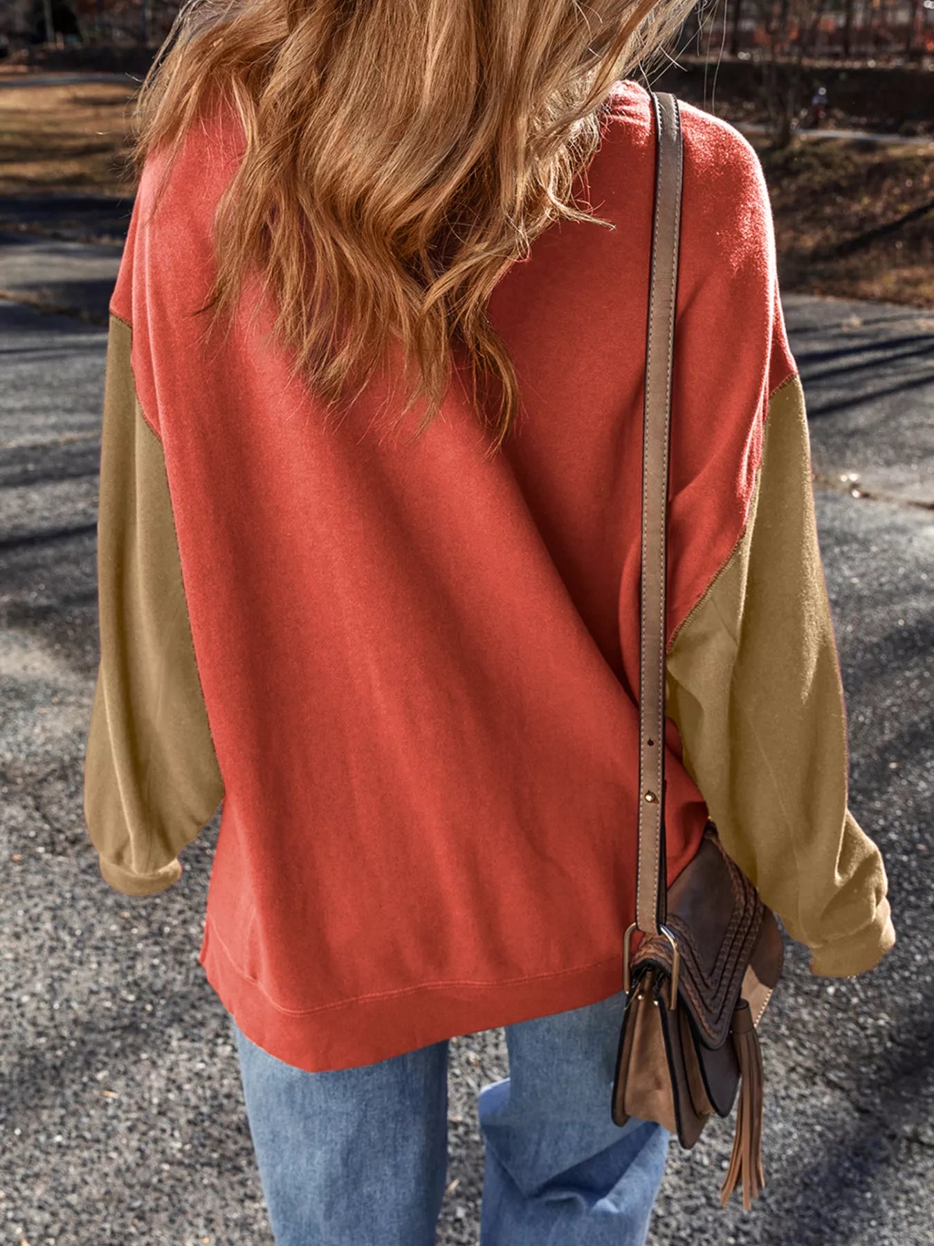 Halloween Glitter Ghost Patched Pattern Color Block Sweatshirt OutfitFlow