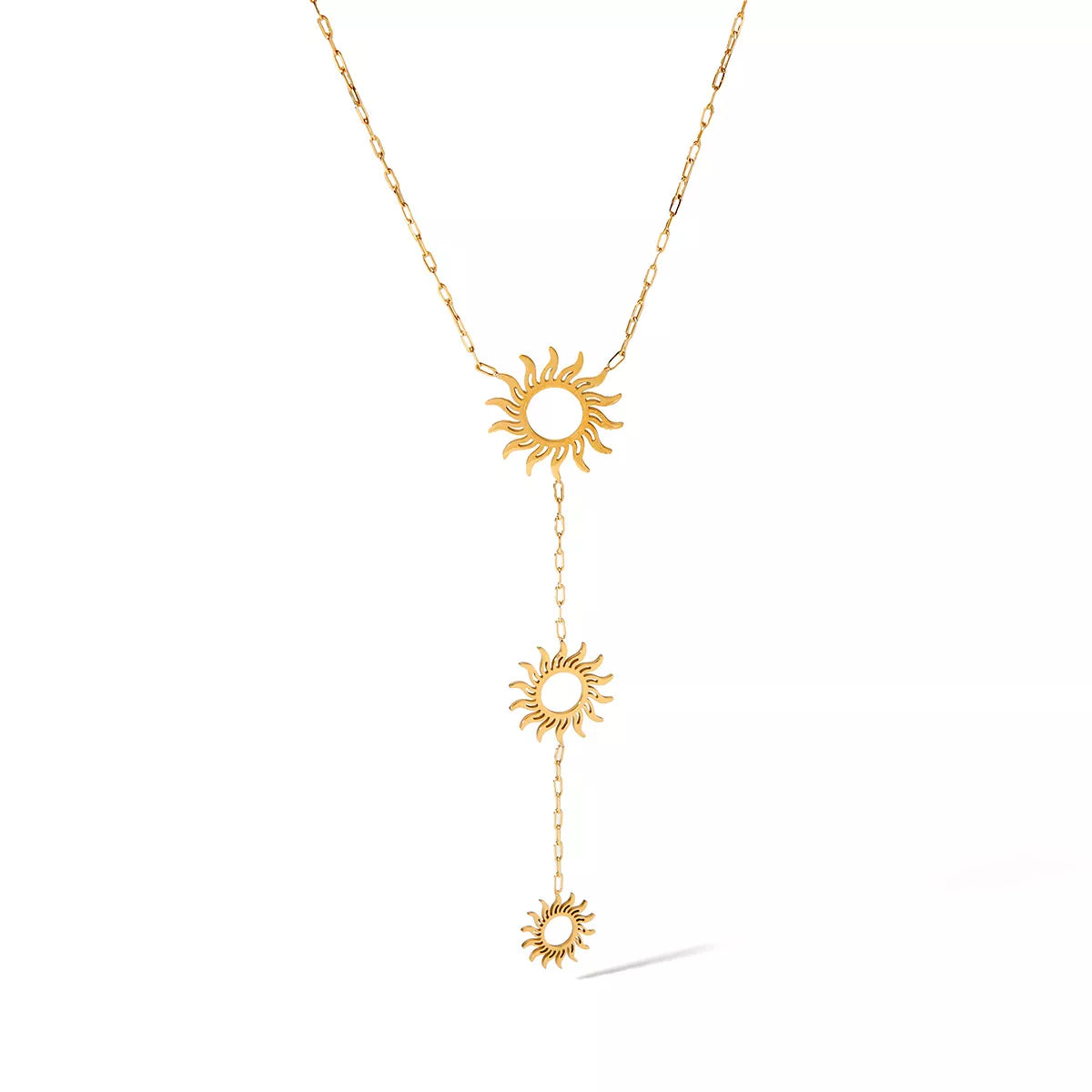 18K Gold-Plated Sun Pendant Necklace OutfitFlow
