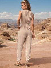 Outfit Flow - Perfee Tied Surplice Sleeveless Jumpsuit