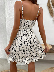Smocked Printed Ruffled Hem Cami Dress OutfitFlow