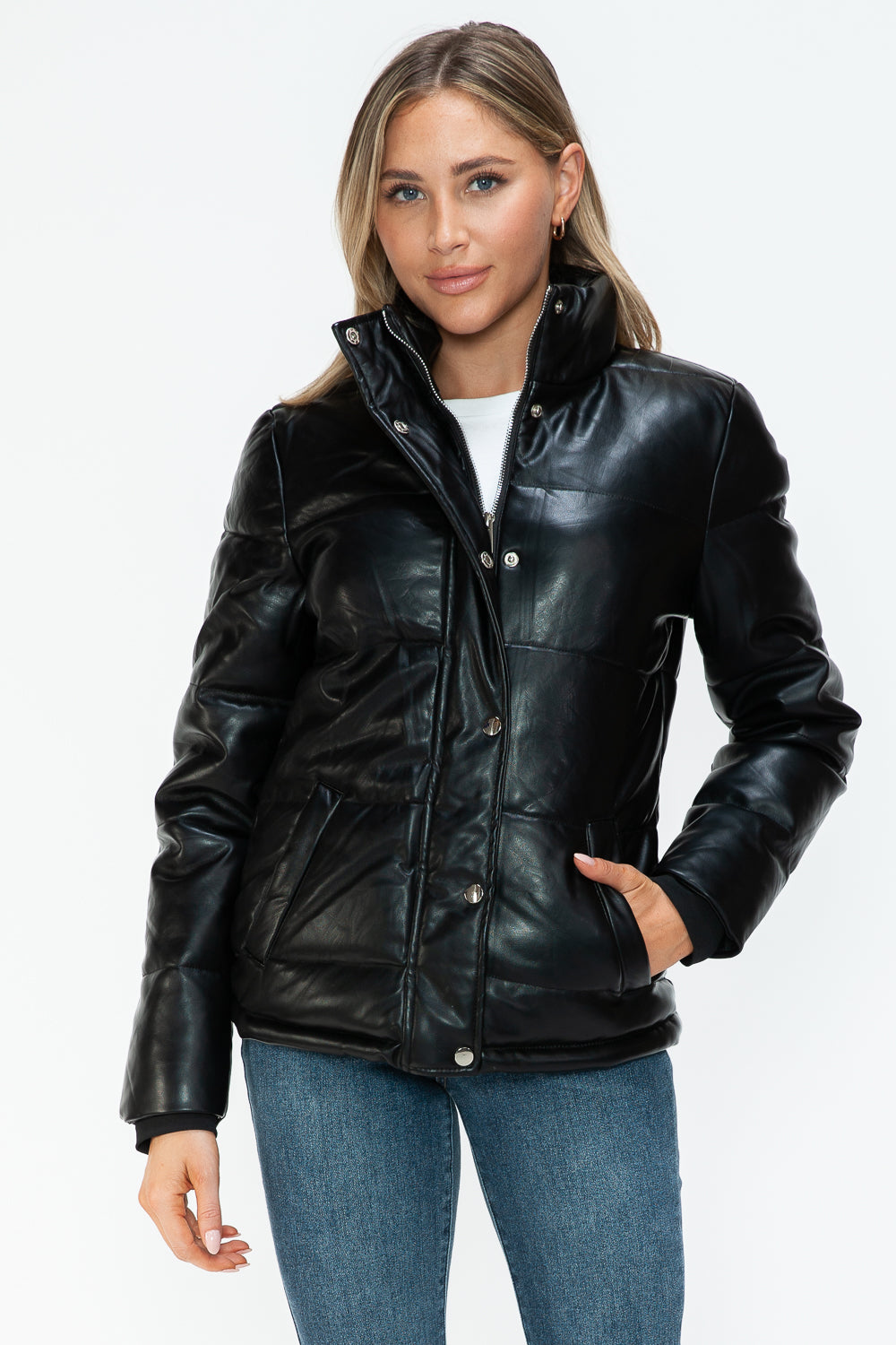 Outfit Flow - YMI Pocketed Zip Up Turtleneck Puffer Jacket