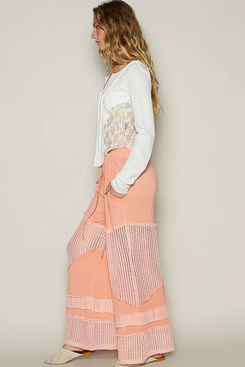 POL Drawstring Elastic Waistband Wide-Leg Pants OutfitFlow