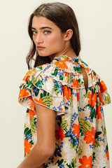 BiBi Multi Color Floral Print Woven Top OutfitFlow