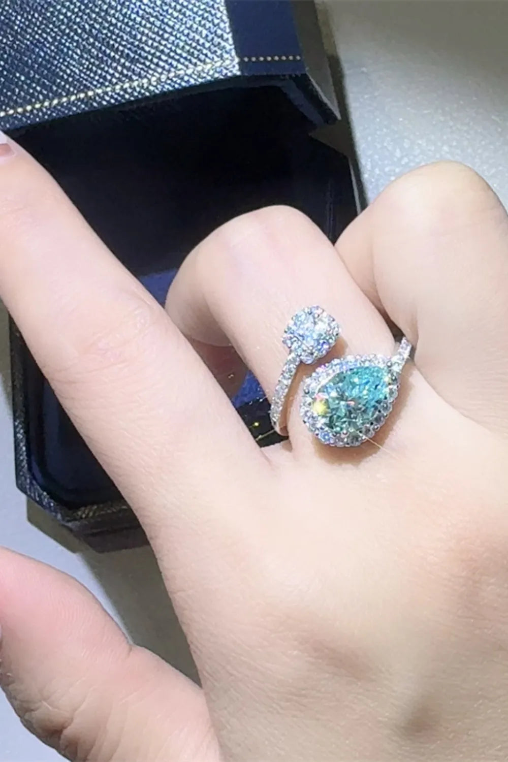 2 Carat Moissanite 925 Sterling Silver Bypass Ring OutfitFlow