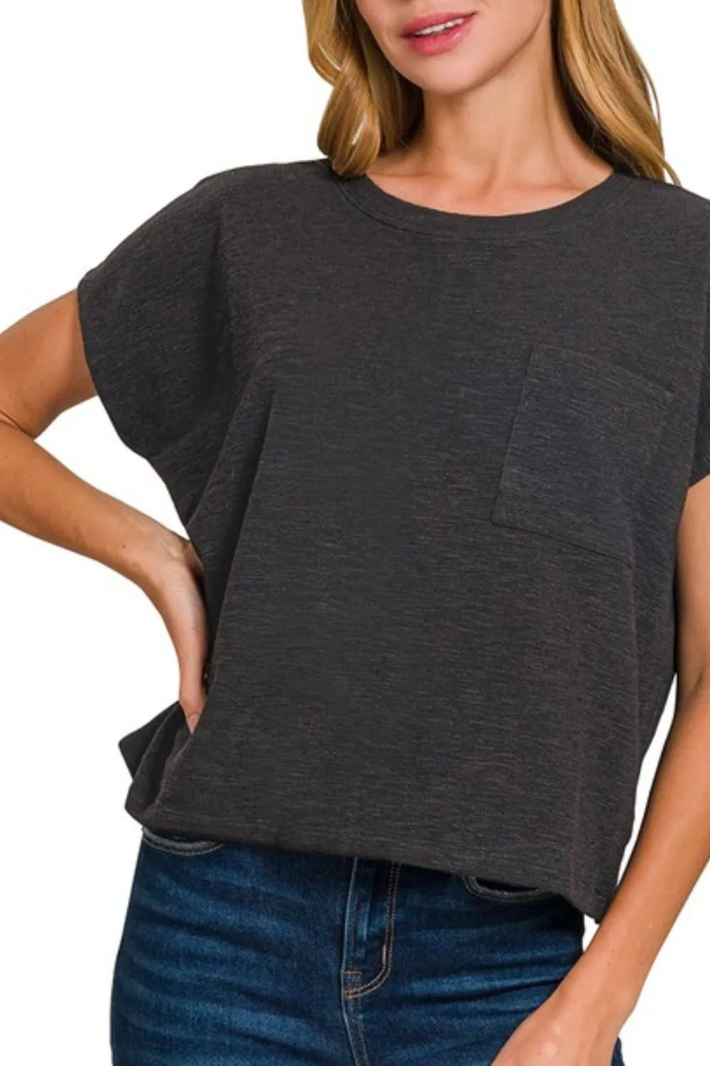 Zenana Round Neck Short Sleeve T-Shirt OutfitFlow