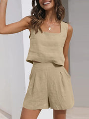 Square Neck Tank and Shorts Set OutfitFlow