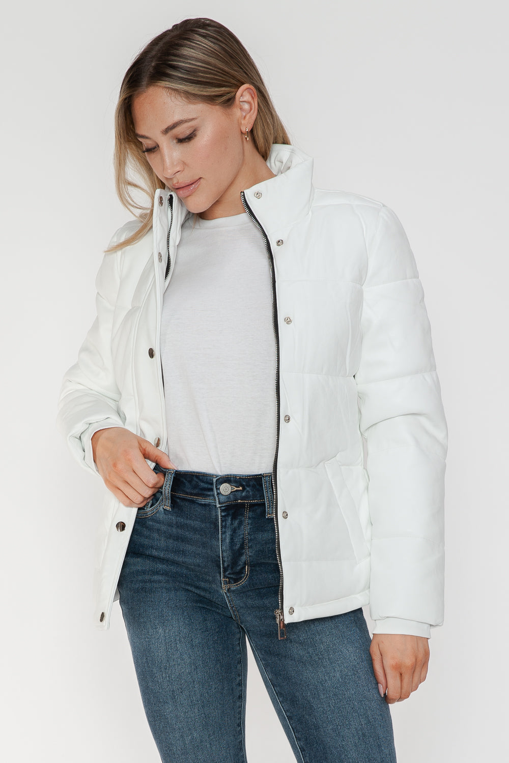 Outfit Flow - YMI Pocketed Zip Up Turtleneck Puffer Jacket