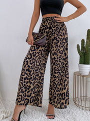 Printed Elastic Waist Wide Leg Pants OutfitFlow