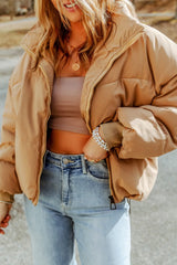 Zip Up Collared Neck Coat with Pockets Trendsi