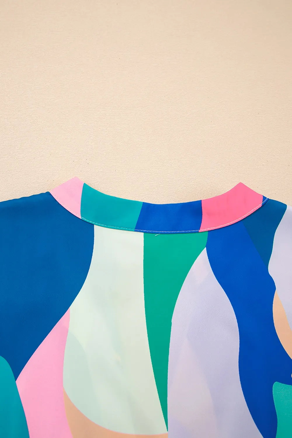 Abstract Print Cap Sleeve Pocketed Mini Dress OutfitFlow