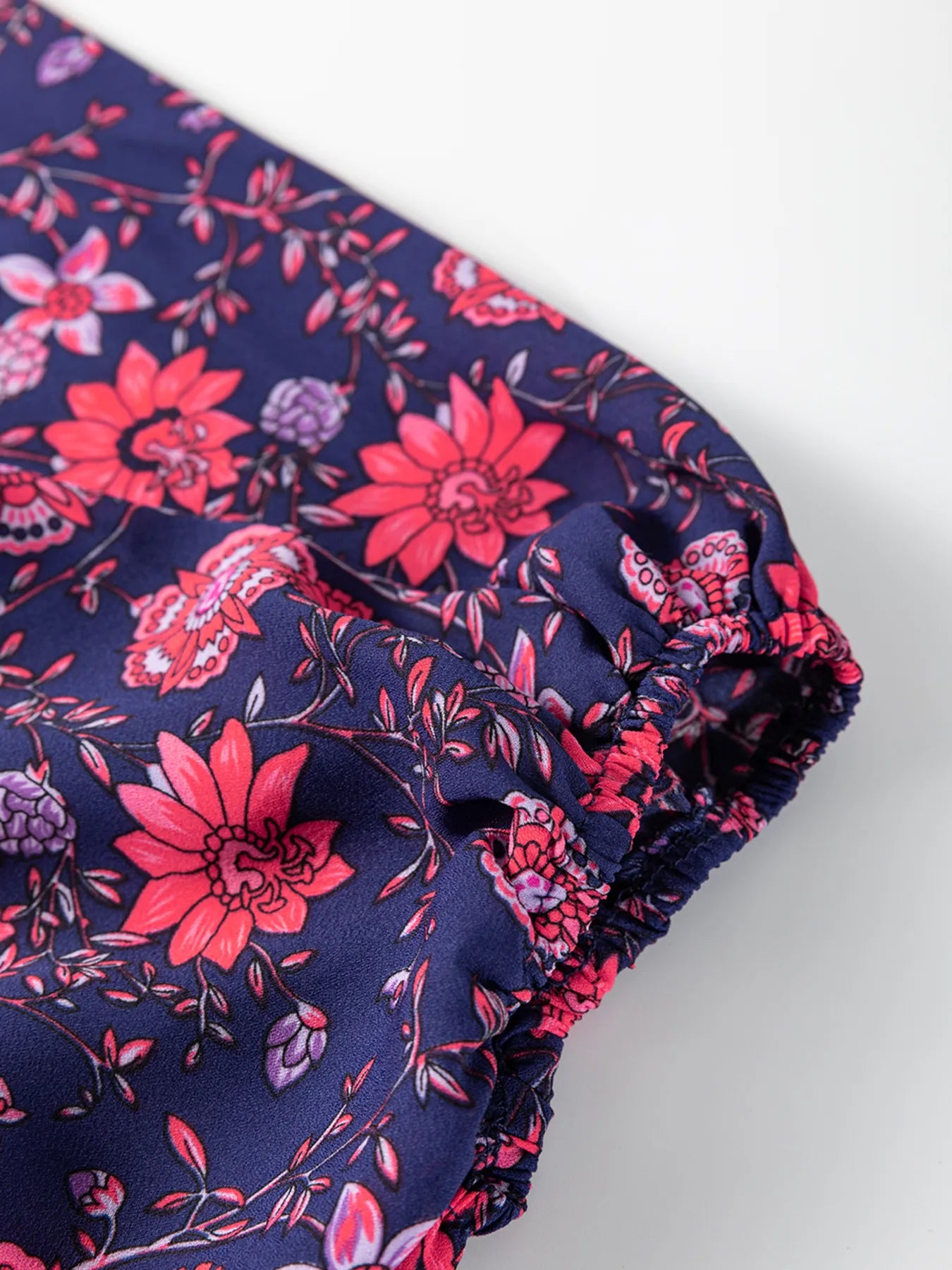 Floral Half Sleeve Split Neck Blouse Top OutfitFlow