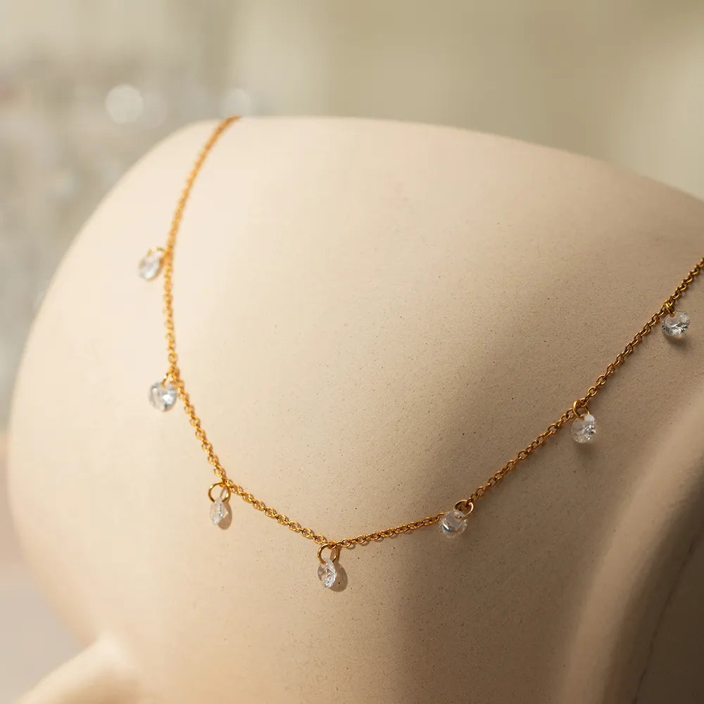 Stainless Steel Rhinestone Pendant Necklace OutfitFlow