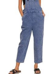 Zenana Washed Knot Strap Relaxed Fit Overalls OutfitFlow