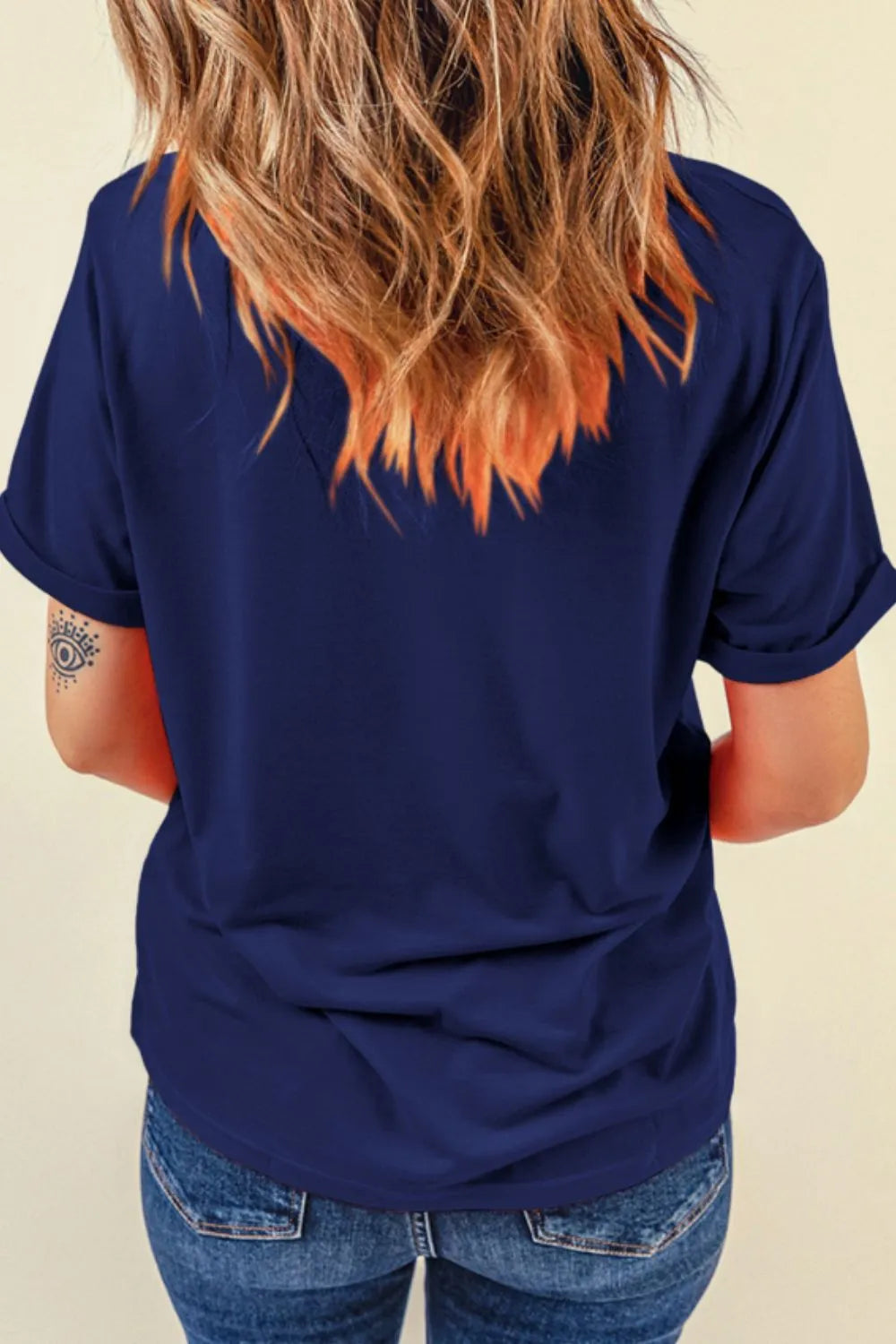 USA Letter Round Neck T-Shirt OutfitFlow