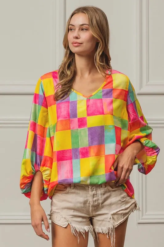 BiBi Multi Block Bubble Pop Ballon Top OutfitFlow