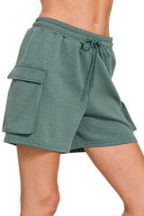 Zenana Scuba Thigh Pocket Shorts OutfitFlow