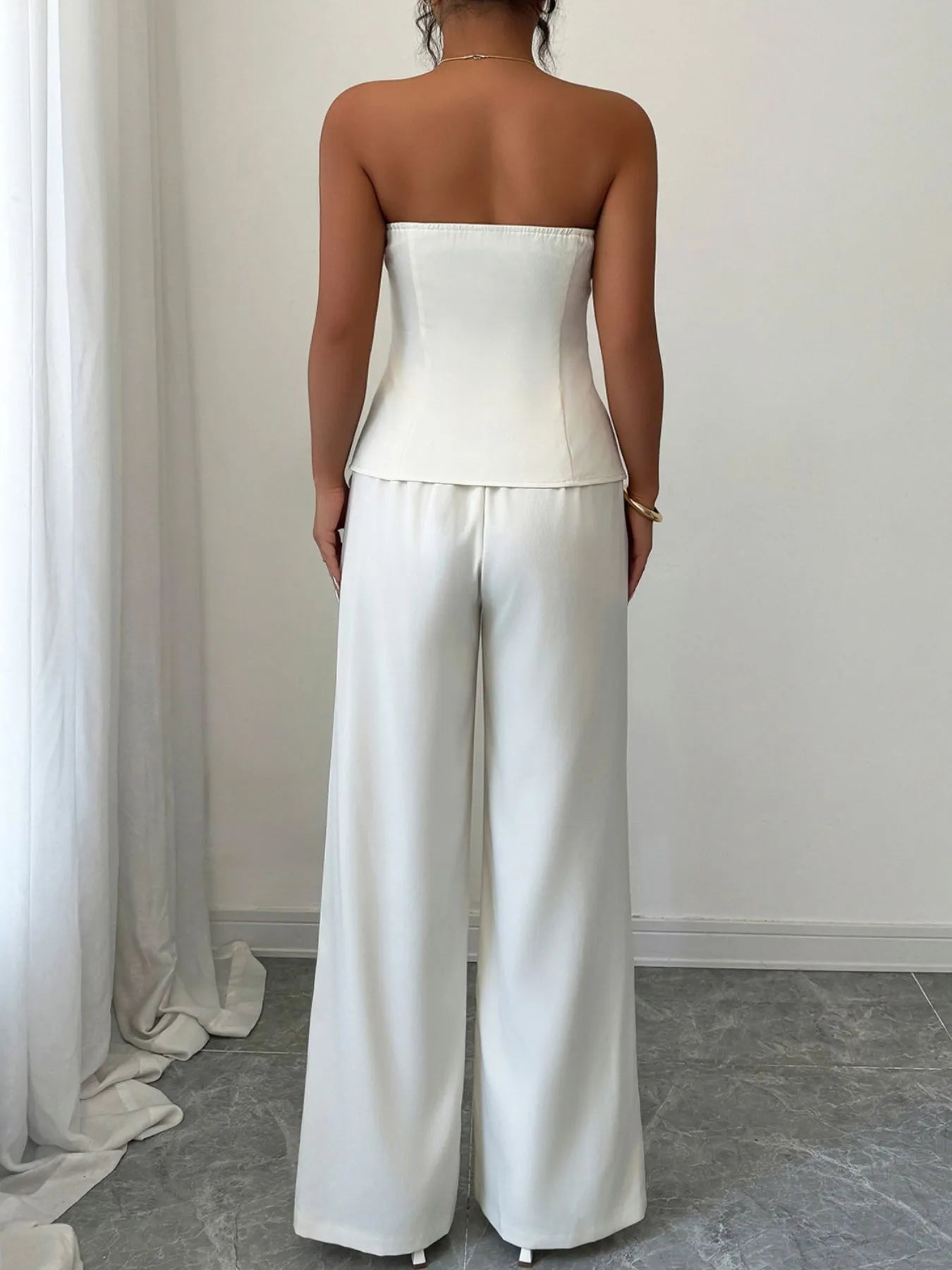 Tube Top and Wide Leg Pants Set OutfitFlow