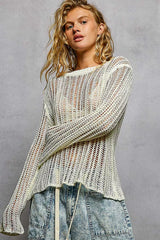 POL Openwork Round Neck Knit Cover Up OutfitFlow