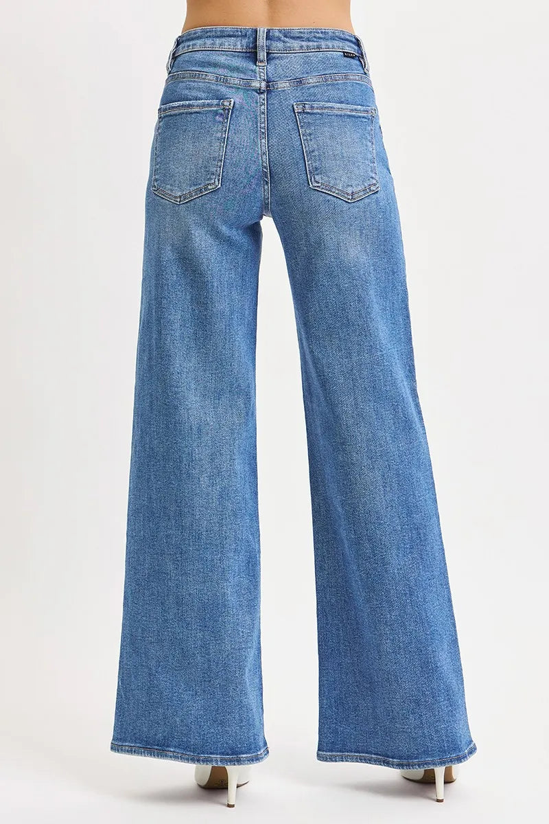 RISEN Full Size High Rise Wide Leg Jeans Plus Size OutfitFlow