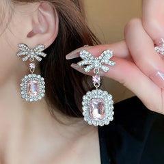 Alloy Crystal Geometric Dangle Earrings OutfitFlow