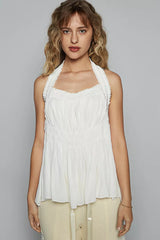 POL Backless Halter Sleeveless Top with Smocking Shirring Detail Trendsi