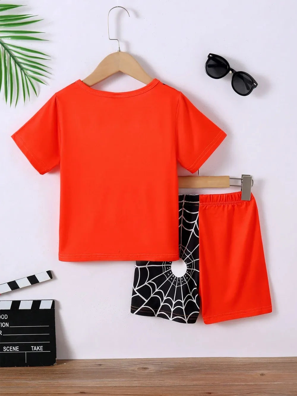 Children's Spider Round Neck Short Sleeve T-Shirt and Pants Set OutfitFlow
