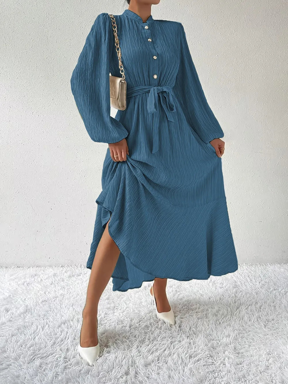 Honey Tie Waist Long Sleeve Dress OutfitFlow
