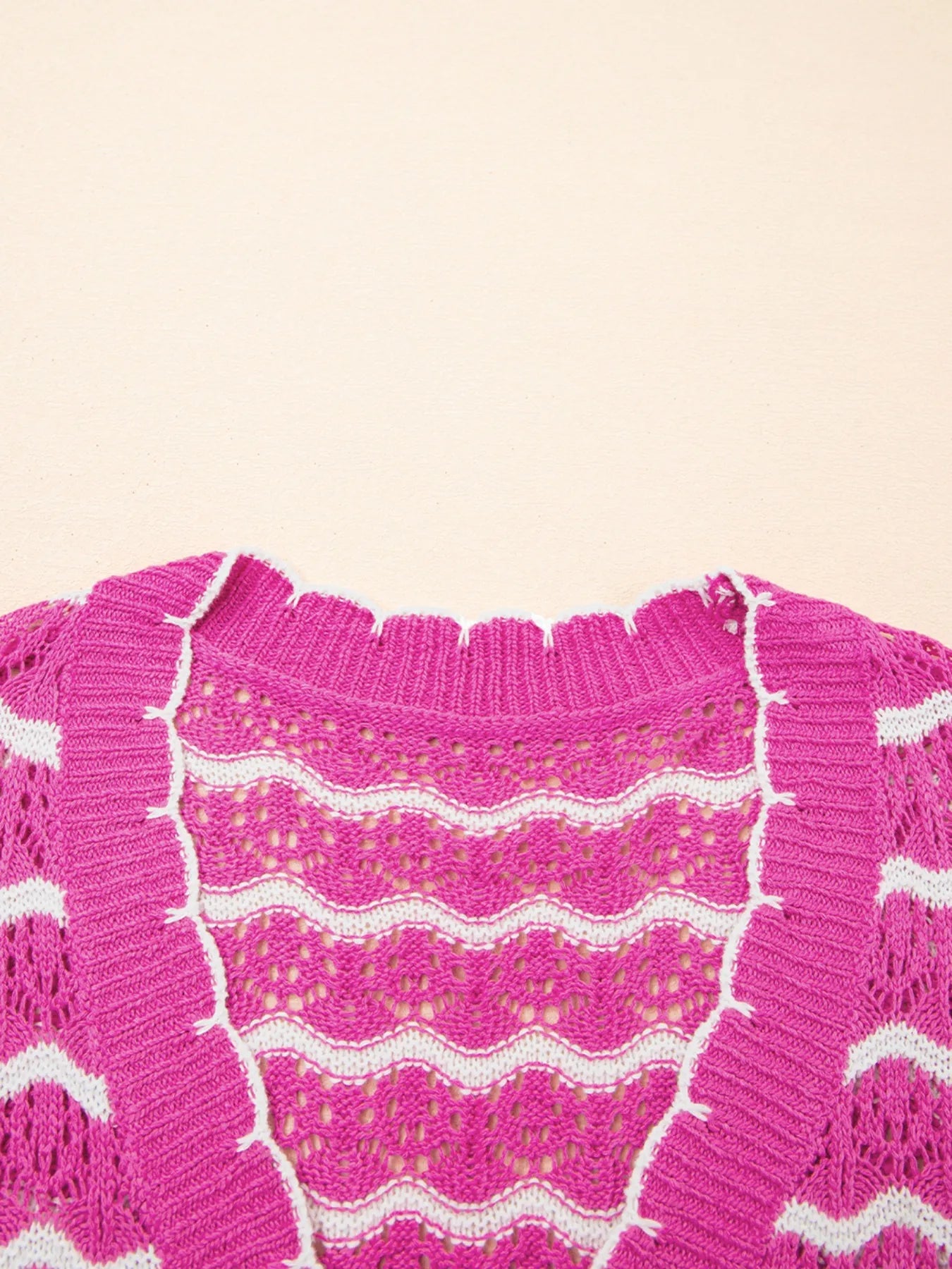 Striped Crochet Tie-Front Cardigan OutfitFlow