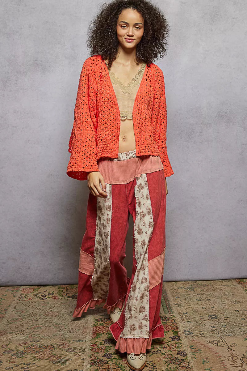 POL Open Front Cardigan with Crochet Patterns OutfitFlow