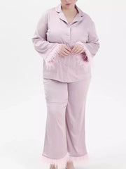 Silky Button Up Top and Pants Lounge Set OutfitFlow