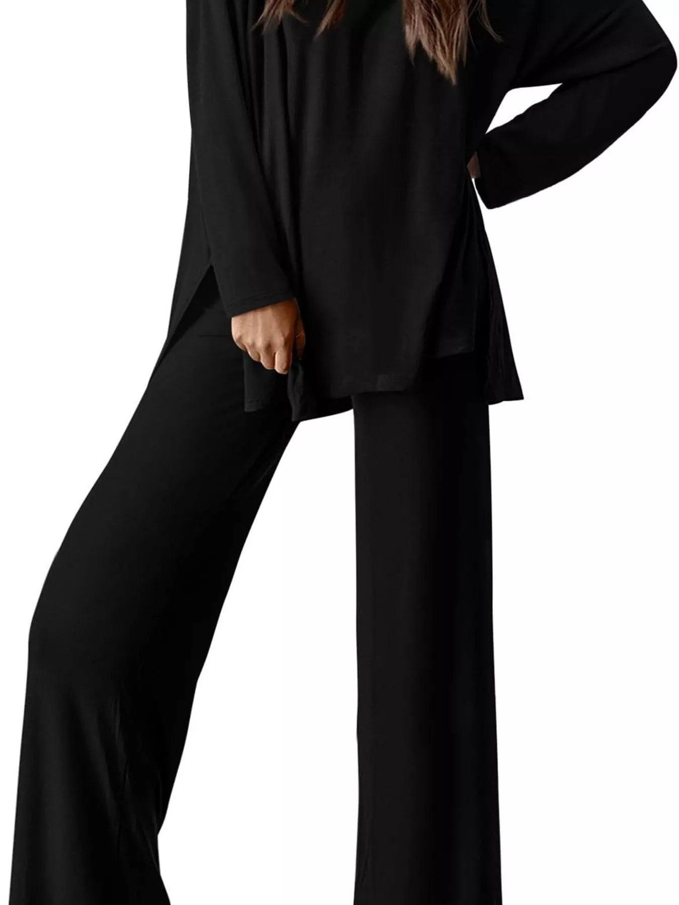 Casual Loose Long Sleeve Top and Wide Leg Pants Set Trendsi