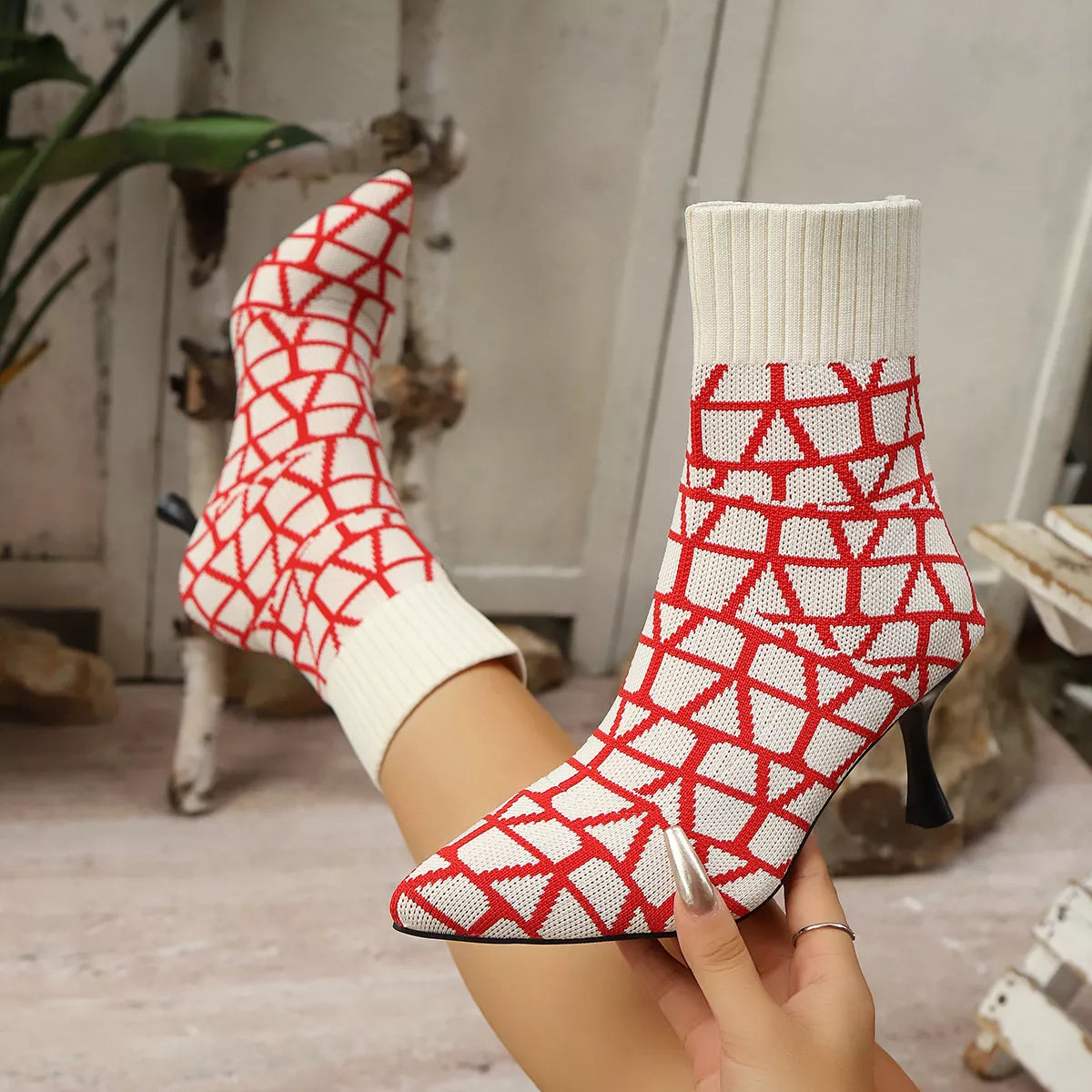 Mesh Point Toe Stiletto Boots OutfitFlow