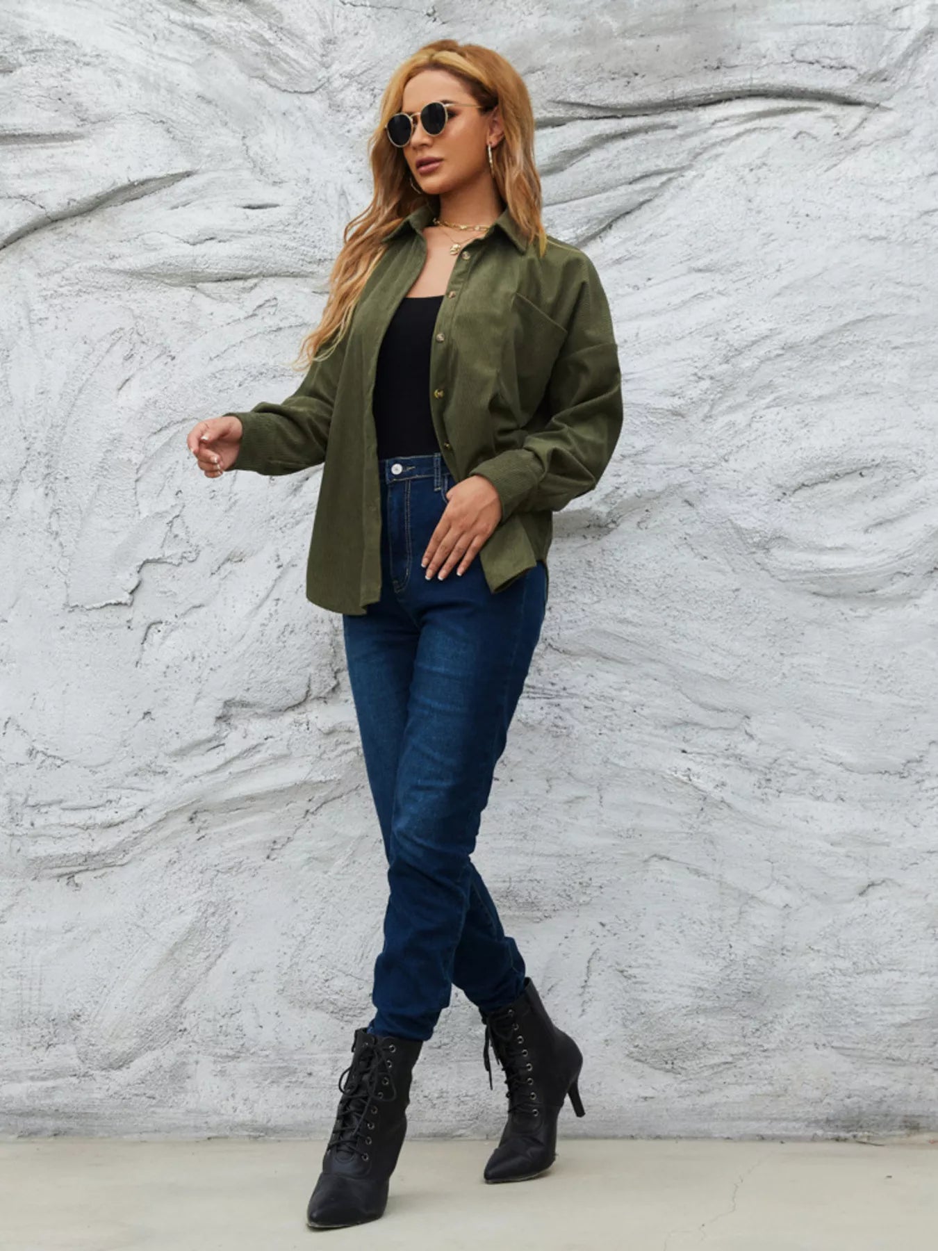 Corduroy Button-Up Shirt OutfitFlow