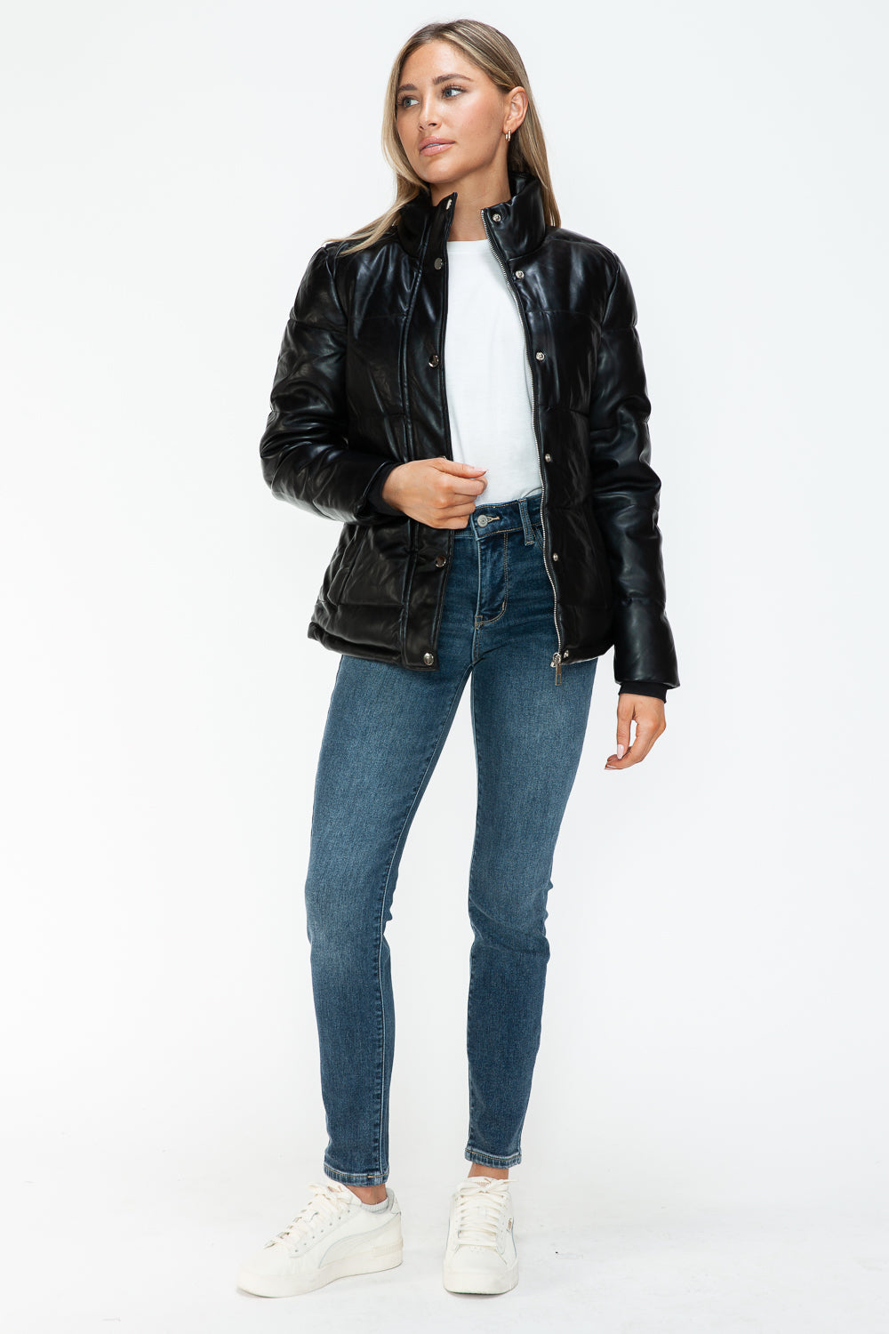 Outfit Flow - YMI Pocketed Zip Up Turtleneck Puffer Jacket