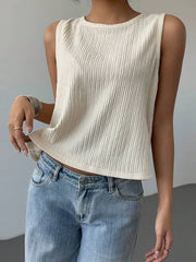Bow Back Ribbed Tank Top OutfitFlow